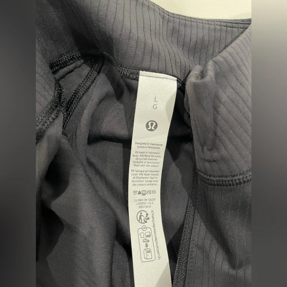 Lululemon Rulu Ribbed Cropped Half Zip Pullover Black - Picture 5 of 5